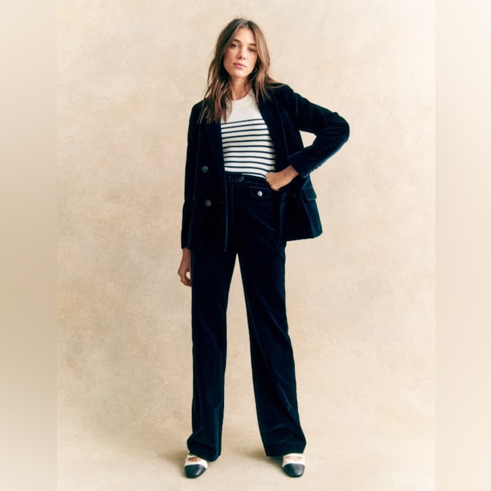 Sezane // Dan Trouser Velvet Navy Pants